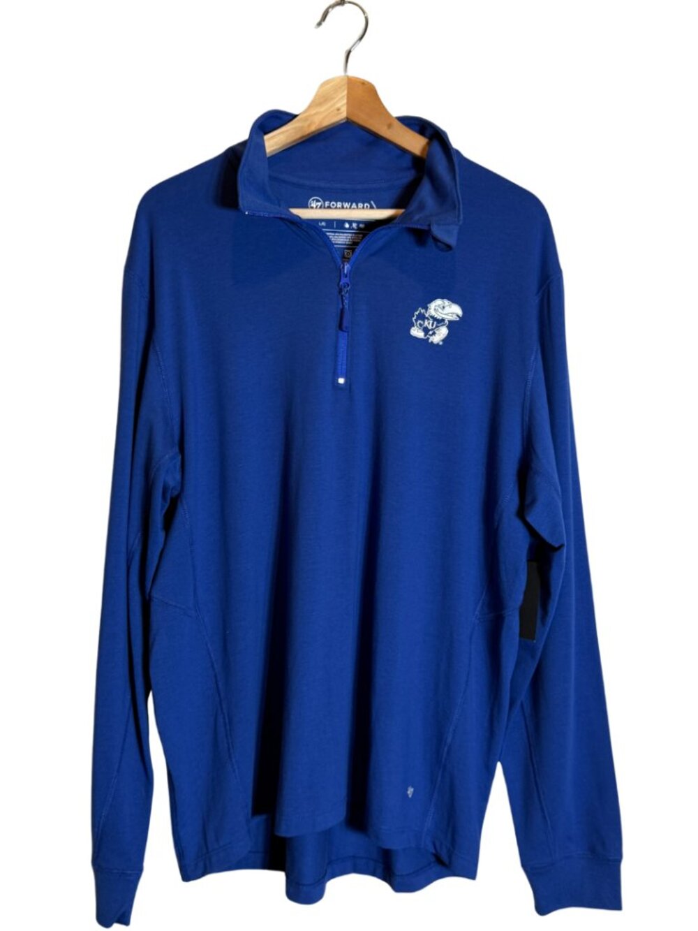 '47 Forward Kansas Jayhawks 1/4 Zip Pullover Mens Large Blue NCAA Sportswear NWT